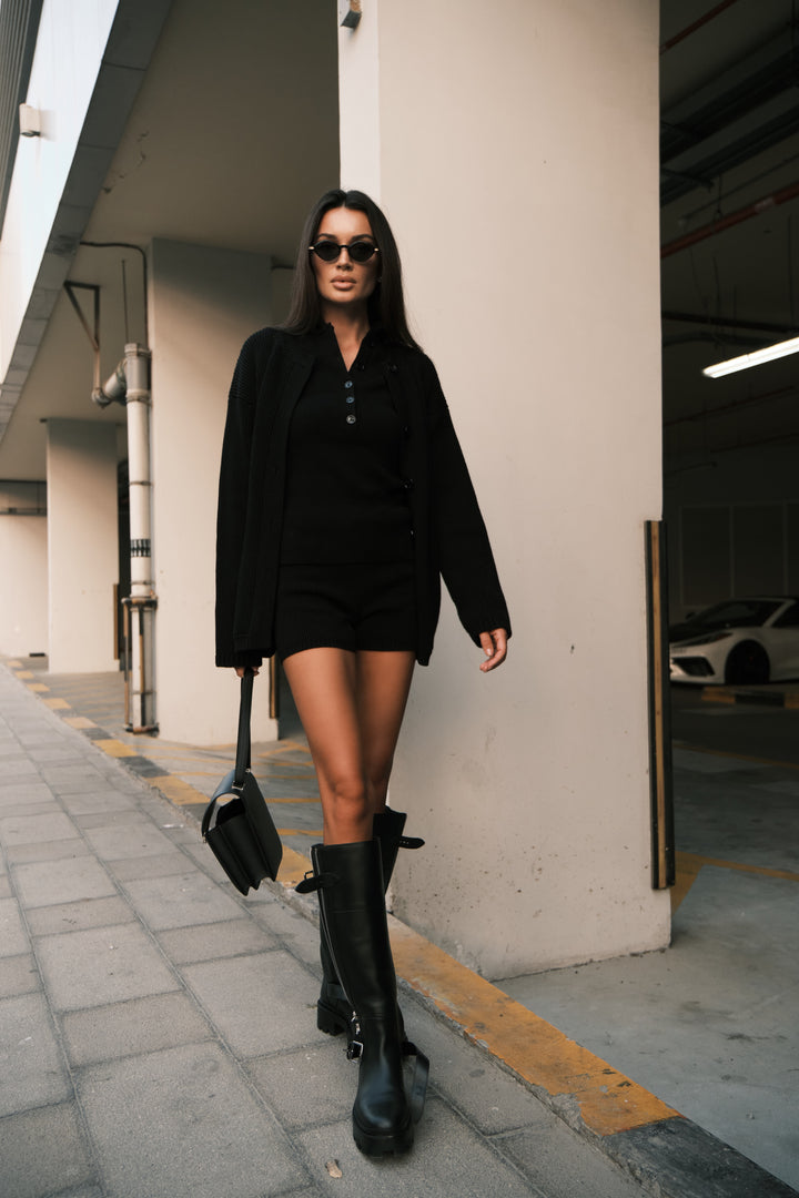 MOULINE CARDIGAN IN CASHMERE AND WOOL