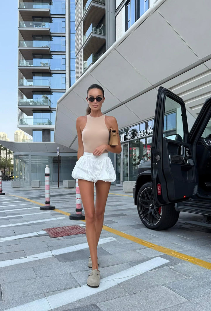 Balloon cotton-poplin shorts