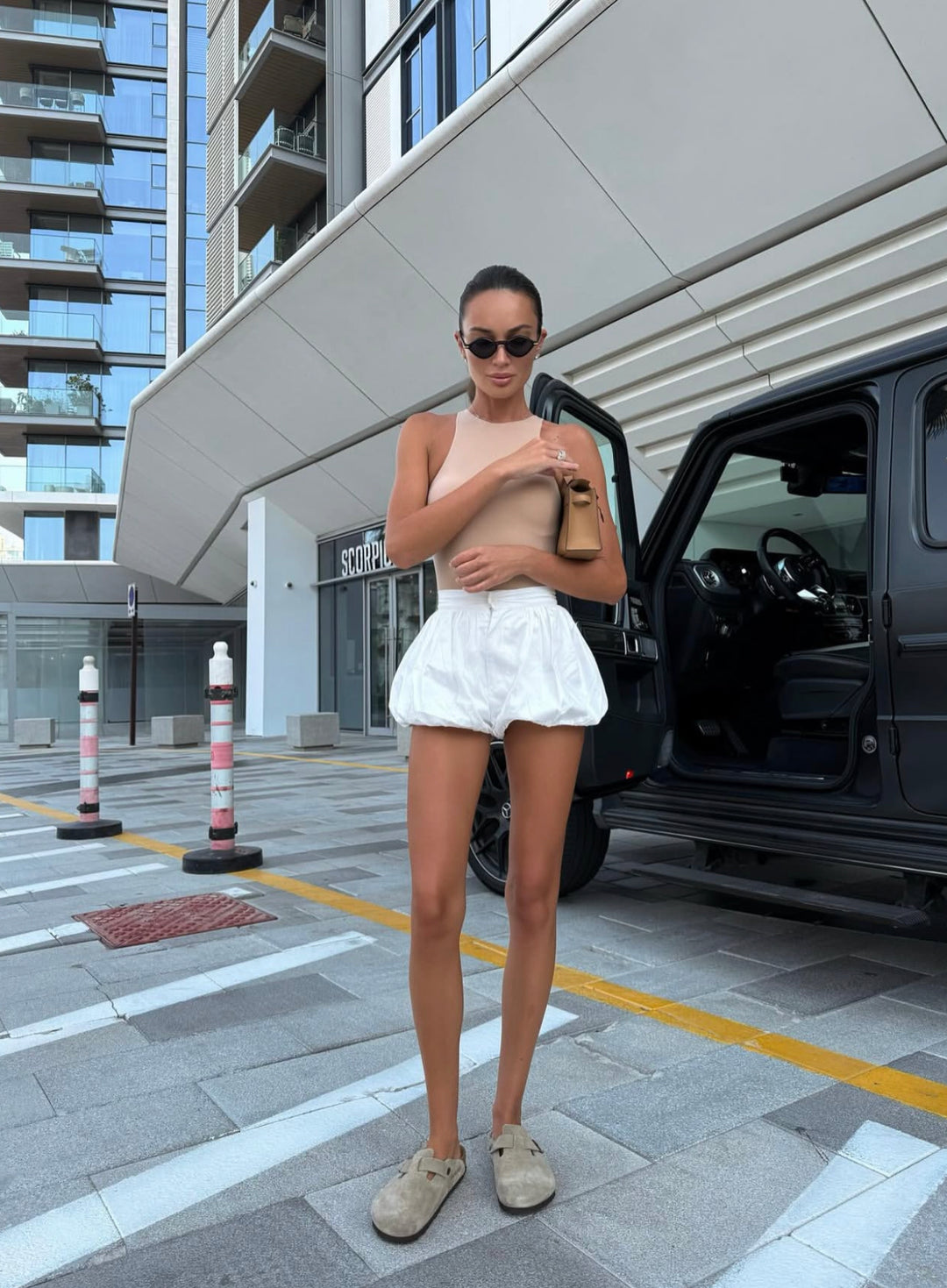 Balloon cotton-poplin shorts