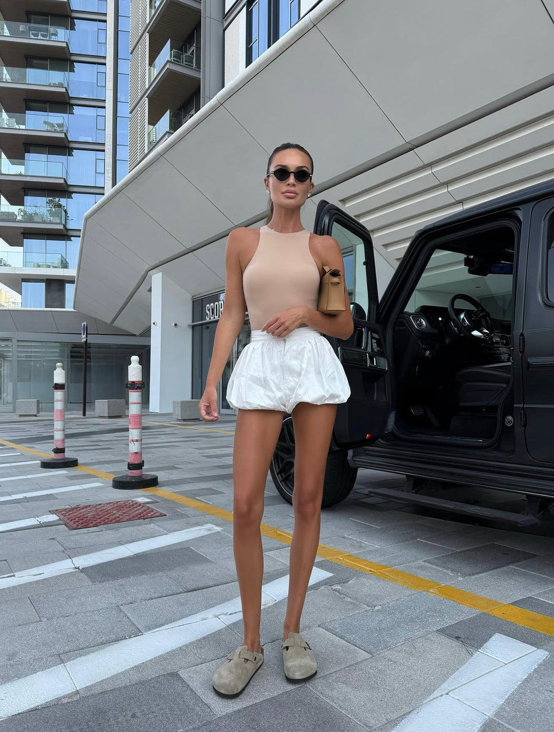 Balloon cotton-poplin shorts