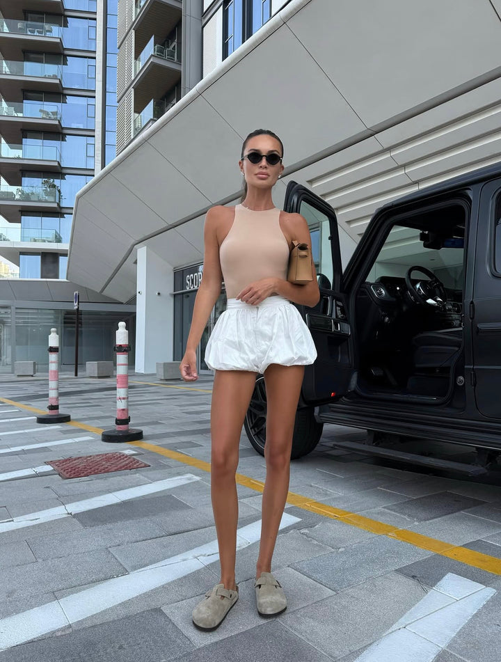 Balloon cotton-poplin shorts