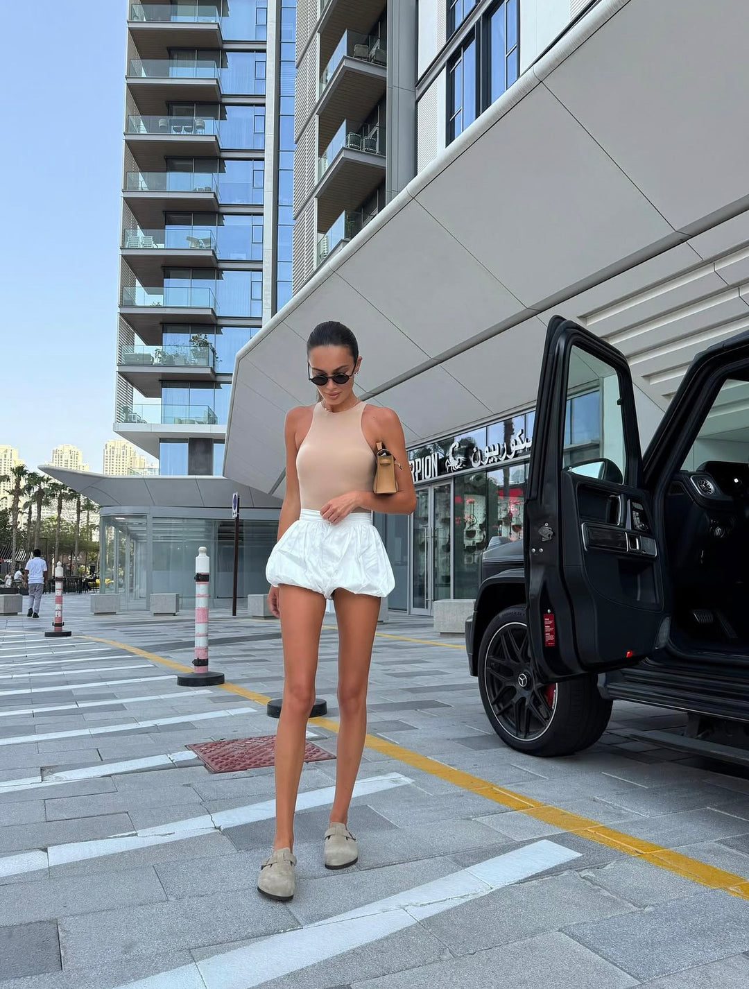 Balloon cotton-poplin shorts