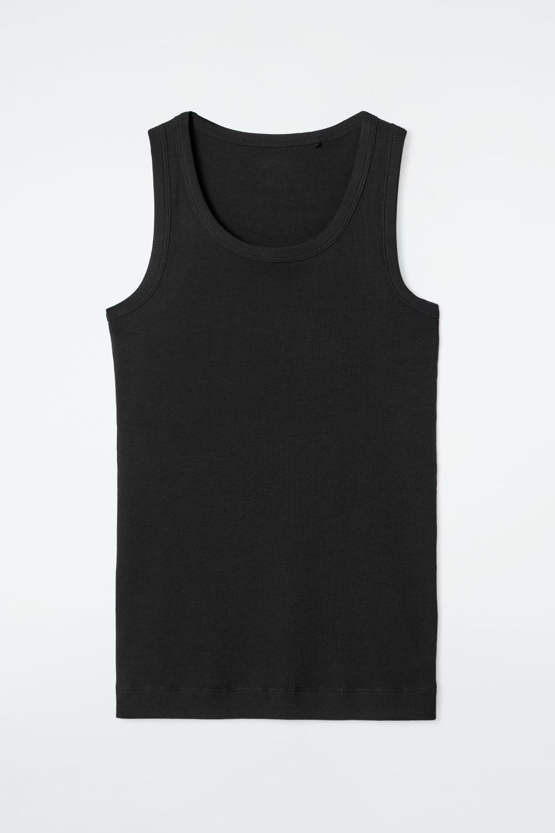 ROAD RIBBED STRETCH-COTTON TANK TOP BLACK