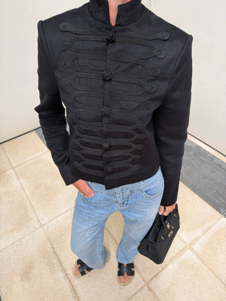 WOOL AND SILK MILITARY-STYLE JACKET