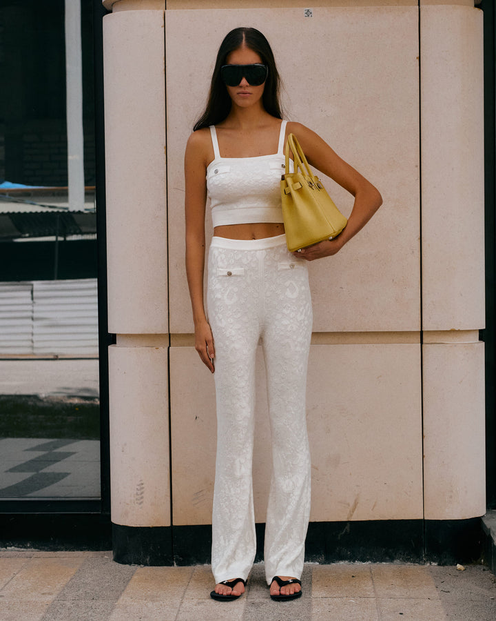 Eden Roc embellished knitted pants