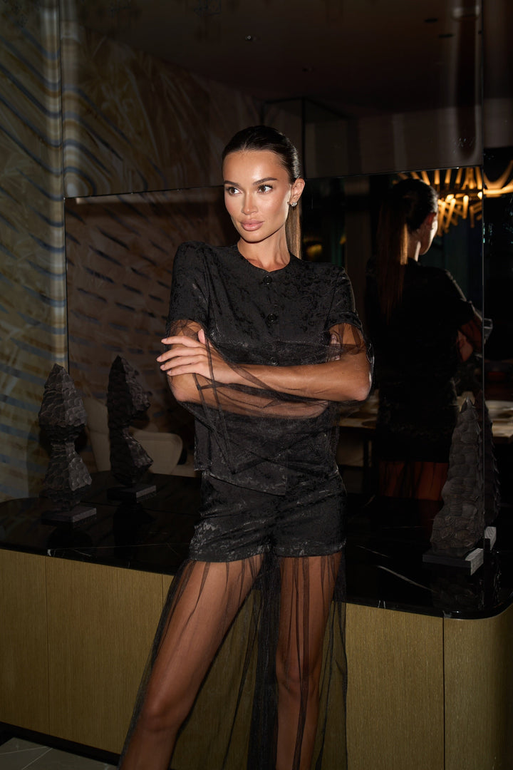 JACQUARD LONG-SLEEVED BLOUSE