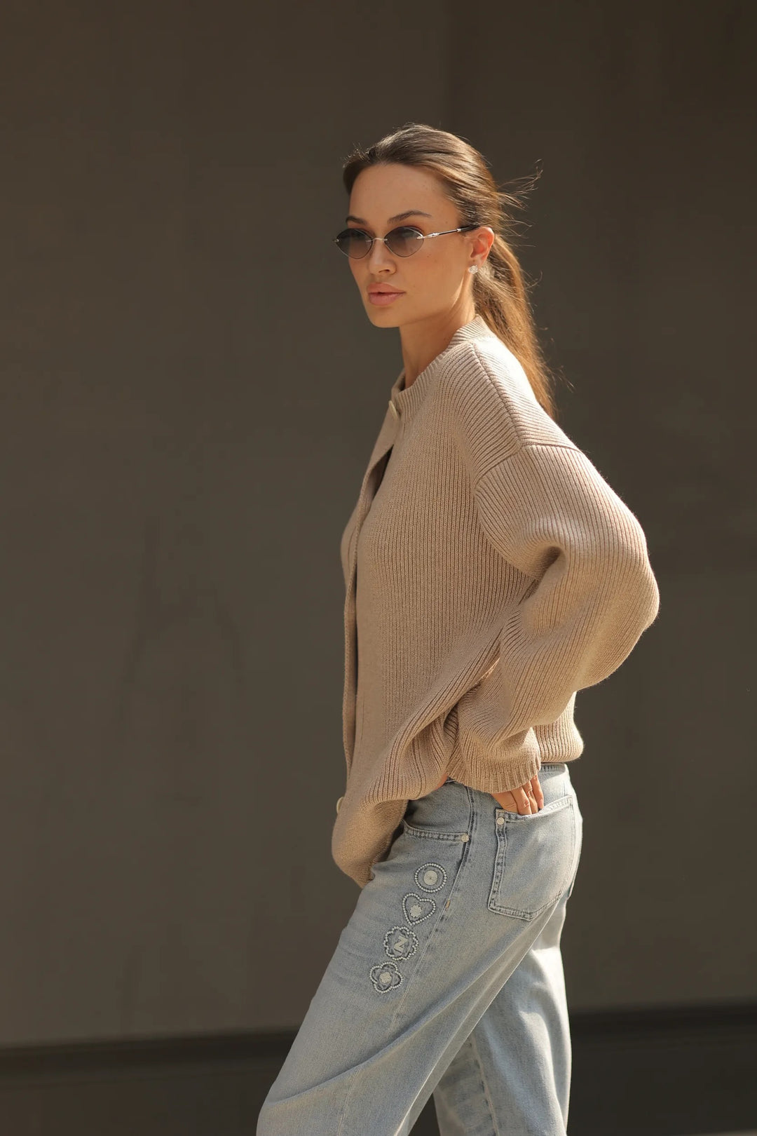 MOULINE CARDIGAN IN CASHMERE AND WOOL