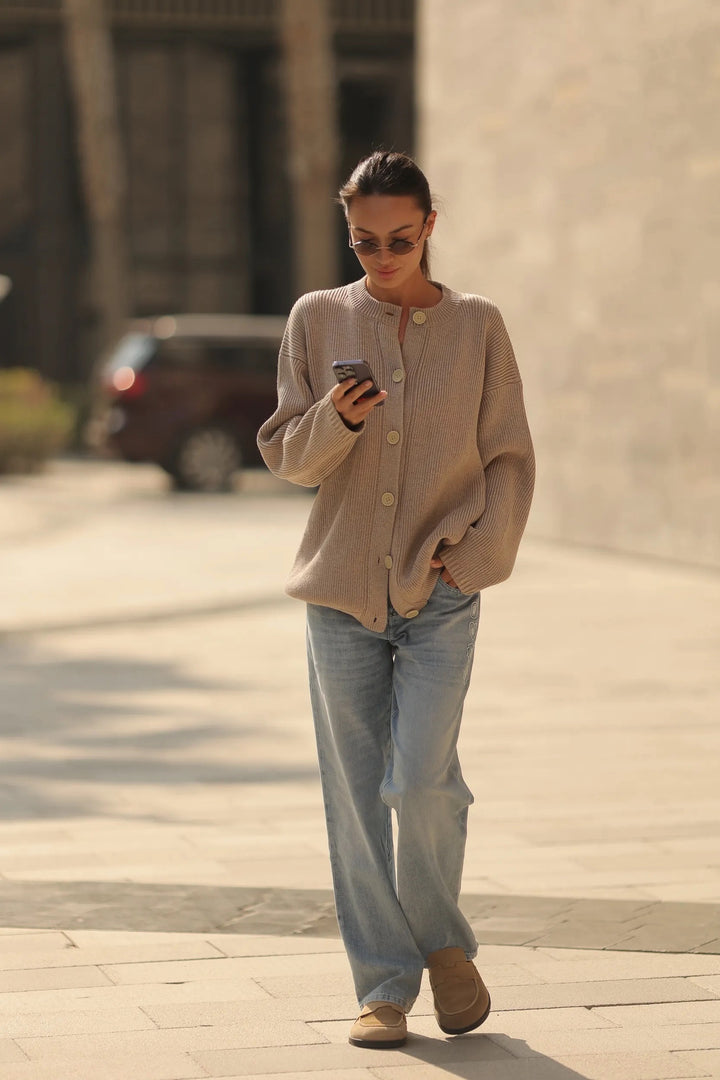 MOULINE CARDIGAN IN CASHMERE AND WOOL