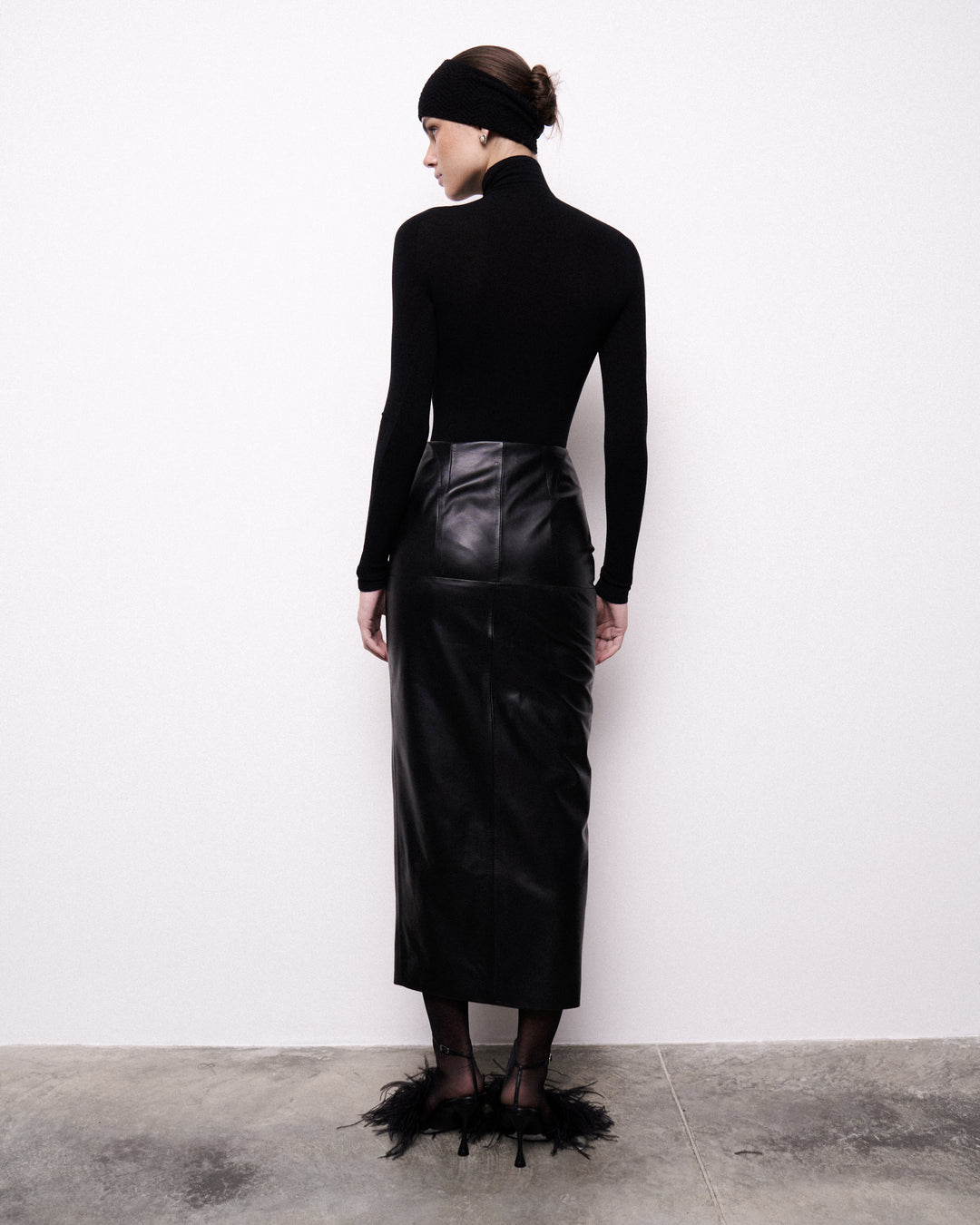 Drapped leather skirt