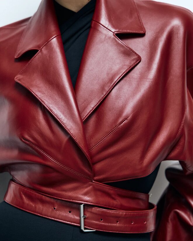 Cutout leather jacket