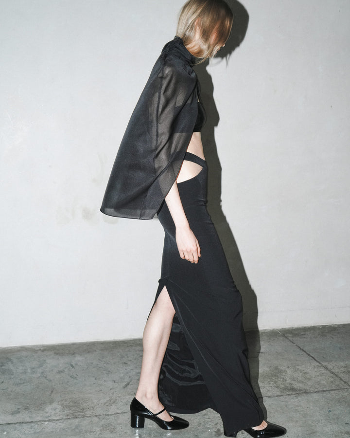 CUTOUT HIGH-RISE MAXI SKIRT