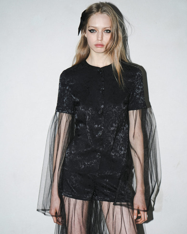 JACQUARD LONG-SLEEVED BLOUSE